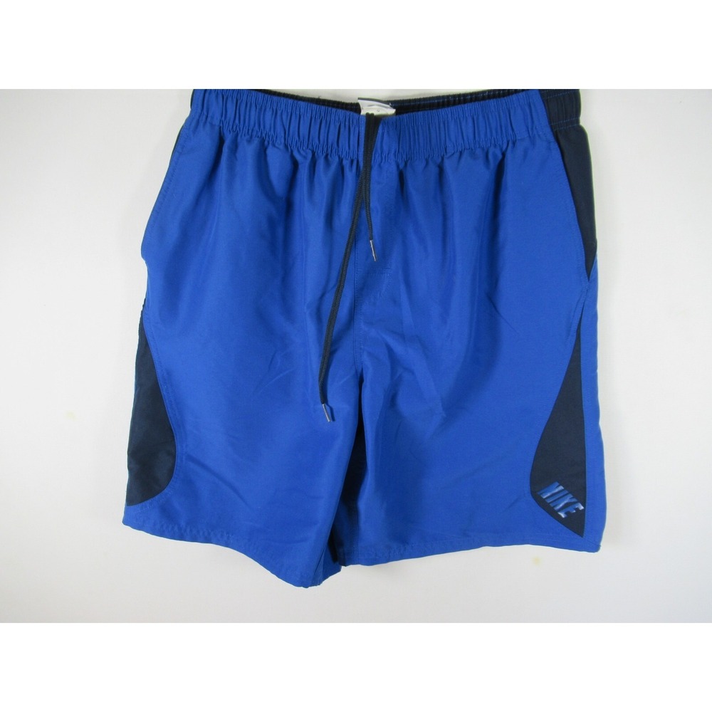 Nike Swim Trunks Men Large Blue Lined Pockets 8" Inseam